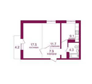 2-к квартира, строящийся дом, 55м2, 12/12 этаж