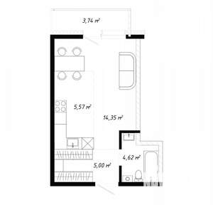 Студия квартира, вторичка, 34м2, 16/19 этаж