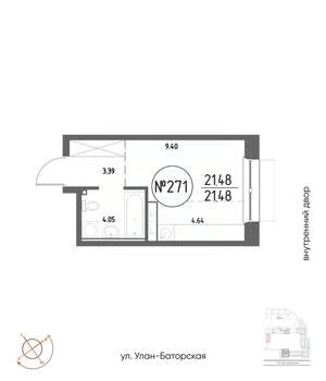 Студия квартира, строящийся дом, 21м2, 17/19 этаж