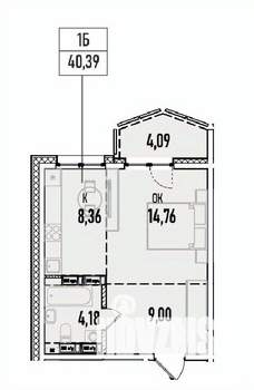 1-к квартира, вторичка, 40м2, 18/19 этаж