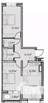 2-к квартира, вторичка, 64м2, 10/13 этаж