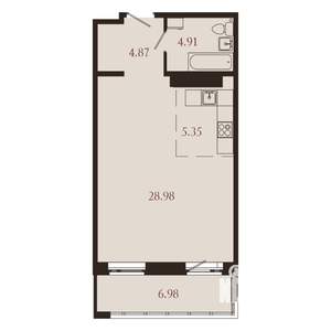 1-к квартира, вторичка, 51м2, 10/15 этаж