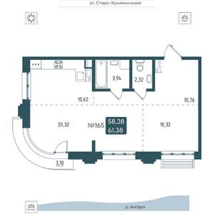 2-к квартира, вторичка, 61м2, 5/20 этаж
