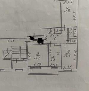 3-к квартира, вторичка, 74м2, 3/9 этаж