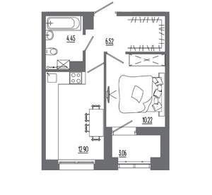 1-к квартира, вторичка, 36м2, 13/16 этаж