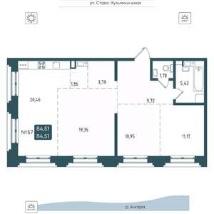 3-к квартира, вторичка, 85м2, 8/20 этаж