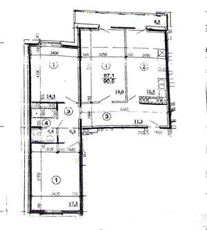 3-к квартира, вторичка, 91м2, 8/18 этаж