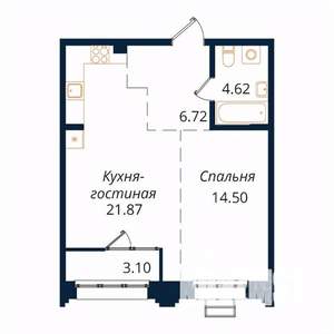 1-к квартира, строящийся дом, 51м2, 7/18 этаж