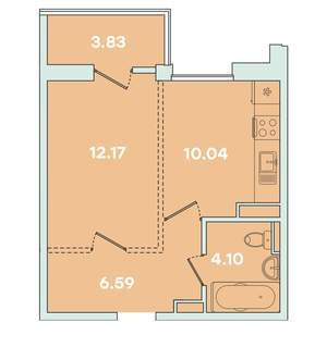1-к квартира, вторичка, 38м2, 12/14 этаж