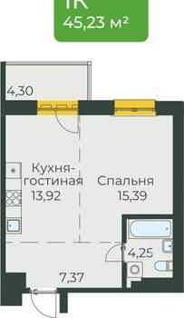 Студия квартира, вторичка, 45м2, 8/10 этаж
