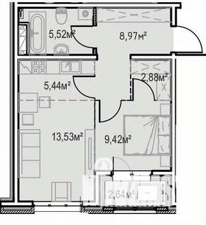 1-к квартира, вторичка, 48м2, 8/13 этаж