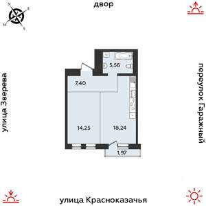 1-к квартира, строящийся дом, 47м2, 6/9 этаж