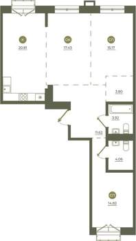 3-к квартира, вторичка, 92м2, 7/9 этаж