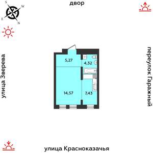 1-к квартира, строящийся дом, 32м2, 3/9 этаж