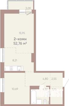 2-к квартира, вторичка, 53м2, 11/16 этаж