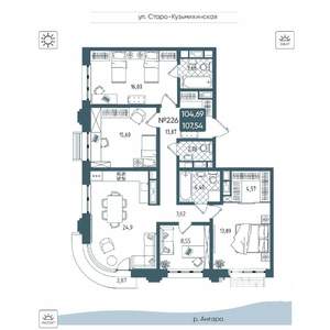 4-к квартира, вторичка, 108м2, 13/20 этаж