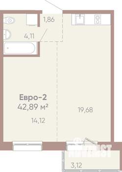 1-к квартира, вторичка, 43м2, 5/14 этаж