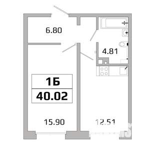 1-к квартира, вторичка, 40м2, 8/16 этаж