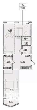 2-к квартира, вторичка, 79м2, 5/19 этаж