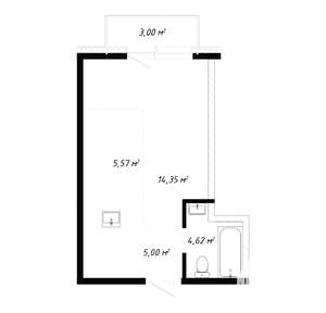 1-к квартира, вторичка, 33м2, 2/19 этаж