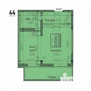 1-к квартира, вторичка, 41м2, 9/9 этаж