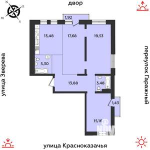 3-к квартира, строящийся дом, 92м2, 7/9 этаж