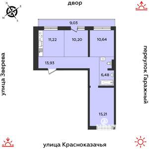 3-к квартира, строящийся дом, 77м2, 9/9 этаж
