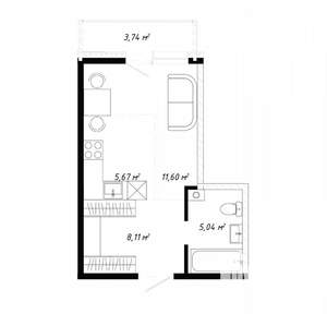 Студия квартира, вторичка, 35м2, 18/19 этаж