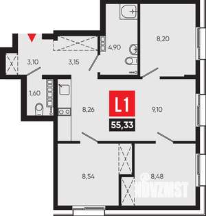 4-к квартира, вторичка, 55м2, 11/14 этаж