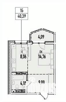 1-к квартира, вторичка, 40м2, 12/19 этаж