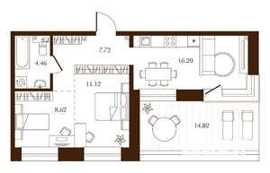 2-к квартира, строящийся дом, 63м2, 2/4 этаж