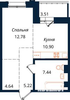 1-к квартира, строящийся дом, 45м2, 18/18 этаж