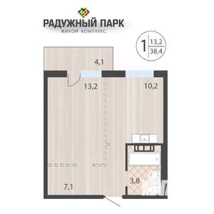 1-к квартира, вторичка, 38м2, 5/16 этаж