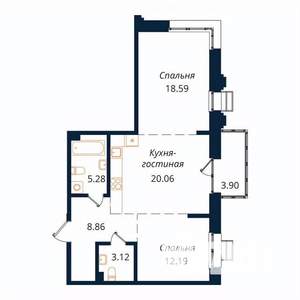 2-к квартира, строящийся дом, 71м2, 3/18 этаж