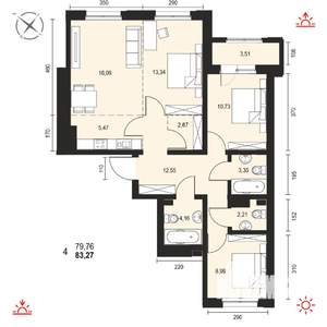 4-к квартира, вторичка, 83м2, 13/14 этаж