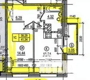 1-к квартира, вторичка, 41м2, 3/16 этаж