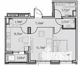 2-к квартира, вторичка, 60м2, 11/13 этаж