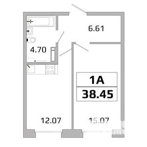 1-к квартира, вторичка, 38м2, 15/16 этаж