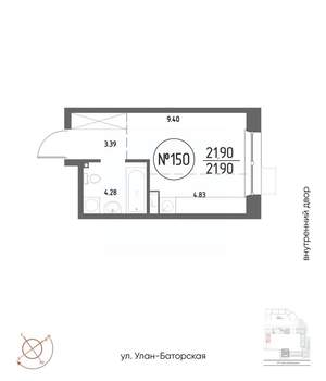 Студия квартира, вторичка, 22м2, 4/19 этаж