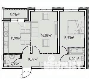 2-к квартира, вторичка, 59м2, 3/13 этаж