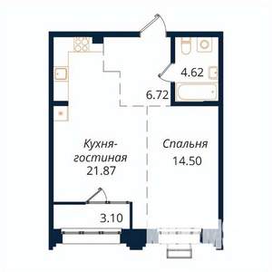 1-к квартира, вторичка, 50м2, 10/18 этаж