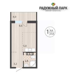 1-к квартира, вторичка, 24м2, 9/16 этаж