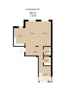 3-к квартира, вторичка, 92м2, 2/9 этаж