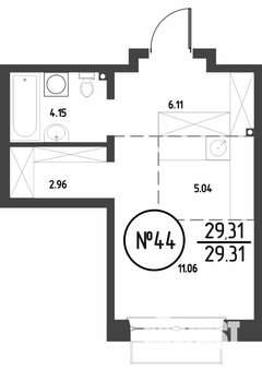 1-к квартира, строящийся дом, 29м2, 9/19 этаж