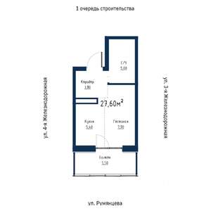 1-к квартира, вторичка, 28м2, 17/18 этаж