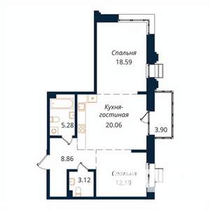2-к квартира, строящийся дом, 71м2, 14/18 этаж