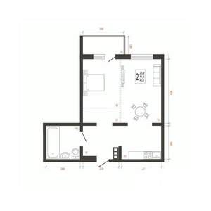 2-к квартира, вторичка, 45м2, 9/10 этаж