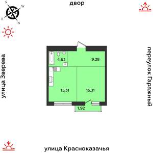 1-к квартира, строящийся дом, 46м2, 7/9 этаж
