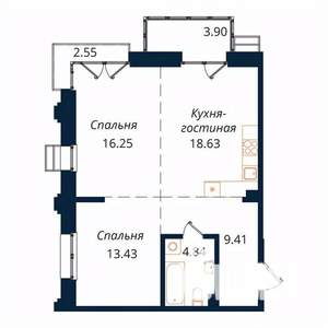 2-к квартира, строящийся дом, 68м2, 8/18 этаж