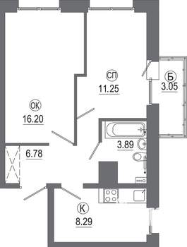2-к квартира, вторичка, 49м2, 13/16 этаж